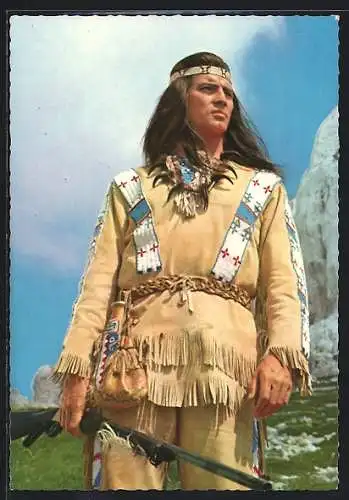 AK Schauspieler Pierre Brice in dem Film Winnetou, Teil 1