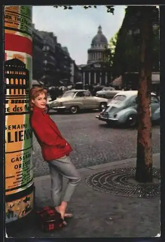 AK Schauspielerin Romy Schneider mit Litfsssäule