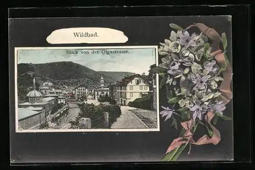 AK Wildbad / Württ., Blick von der Olgastrasse, Blumen