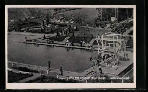 AK Goldbach / Unterfranken, Badeleben im Waldschwimmbad