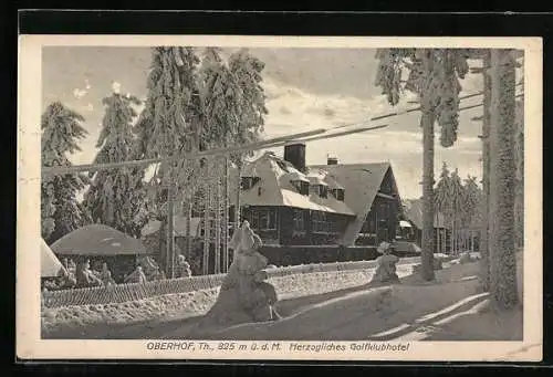 AK Oberhof / Th., Herzogliches Golfklubhotel im Schnee