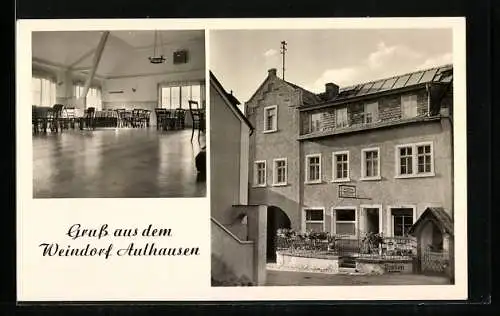 AK Aulhausen / Rhein, Gasthaus Germania, Innenansicht
