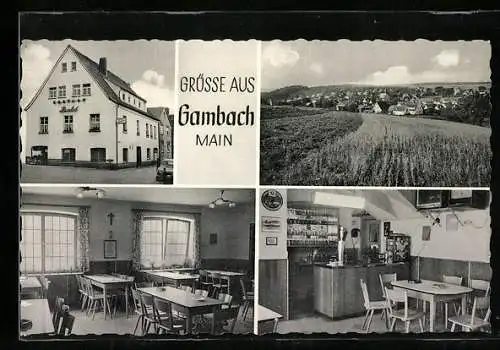 AK Gambach / Main, Ortsansicht, Gasthaus Zum weissen Lamm