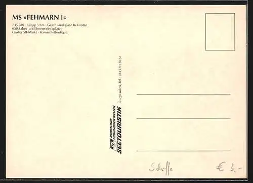 AK MS Fehmarn I in voller Fahrt