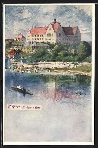 Künstler-AK Meissen / S., Festpostkarte zur Einweihung des Realgymnasium 1907