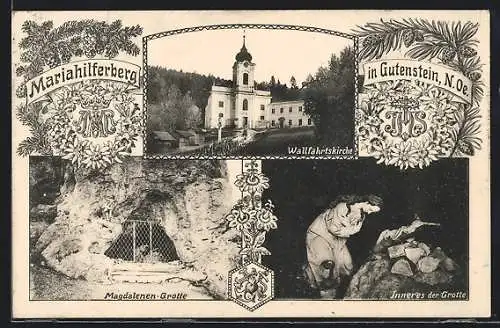 AK Gutenstein, Mariahilferberg, Wallfahrtskirche, Magdalenen-Grotte, Inneres der Grotte