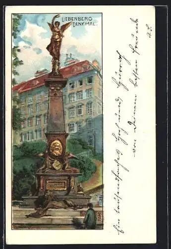 Lithographie Wien, Blick zum Liebenbergdenkmal