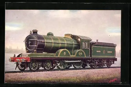 Künstler-AK Dampflokomotive No. 1238 der North Eastern