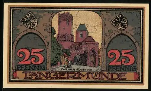 Notgeld Tangermünde 1921, 25 Pfennig, Das Neustädter Tor