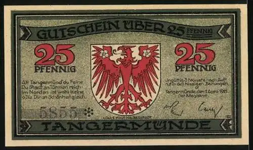 Notgeld Tangermünde 1921, 25 Pfennig, Das Neustädter Tor