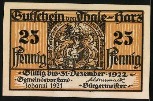 Notgeld Thale /Harz 1921, 25 Pfennig, Walpurgisfeier auf dem Hexentanzplatz