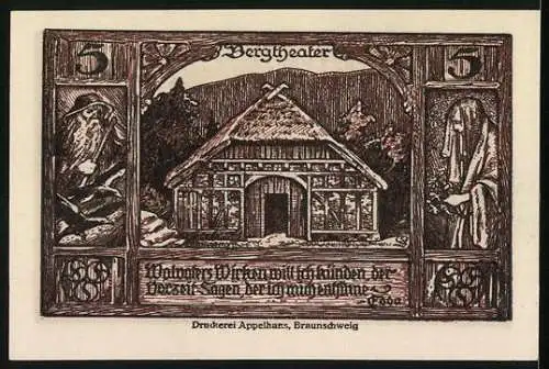 Notgeld Thale /Harz 1921, 5 Pfennig, Das Bergtheater