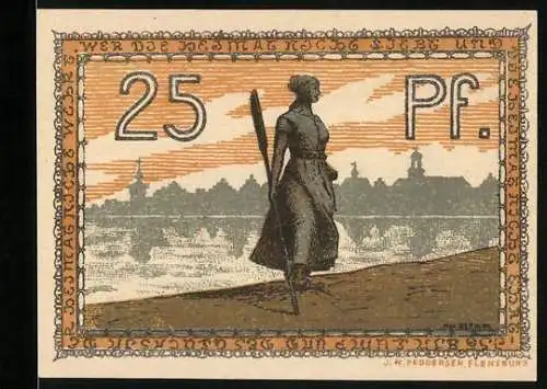 Notgeld Husum, 25 Pfennig, Frau mit einem Ruder