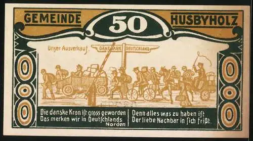 Notgeld Husbyholz 1921, 50 Pfennig, Partie im Dorf