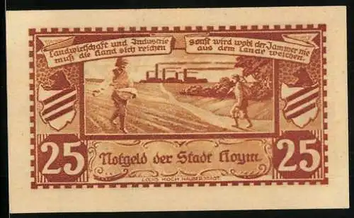 Notgeld Hoym 1921, 25 Pfennig, Landwirtschaft und Industrie