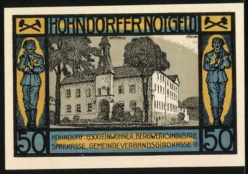 Notgeld Hohndorf /Chemnitz 1921, 50 Pfennig, Das Rathaus