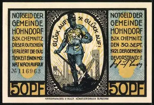 Notgeld Hohndorf /Chemnitz 1921, 50 Pfennig, Die Kirche