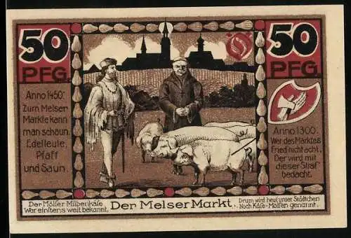 Notgeld Hohenmölsen, 50 Pfennig, Edelleute Pfaff und Saun 1450