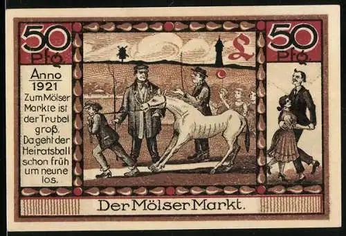 Notgeld Hohenmölsen, 50 Pfennig, Partie am Mölser Markt
