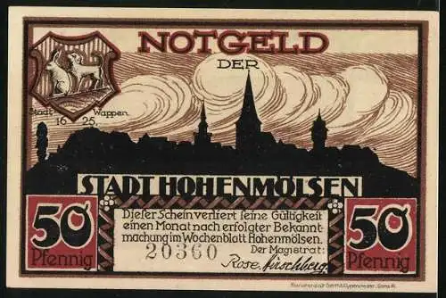 Notgeld Hohenmölsen, 50 Pfennig, Partie am Mölser Markt