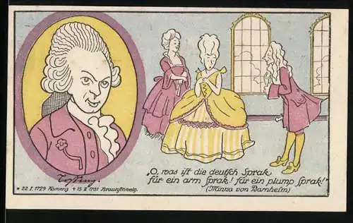 Notgeld Braunschweig, 10 Pfennig, Lessing, Szene aus Minna von Barnhelm