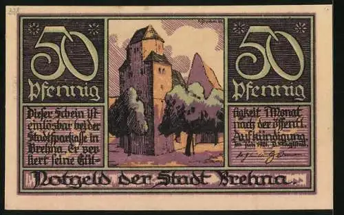 Notgeld Brehna 1921, 50 Pfennig, Martin Luther und Katharina v. Bora, Luthers Tischreden S. 264