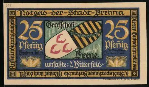 Notgeld Brehna 1921, 25 Pfennig, Gesamtansicht vom Feld aus