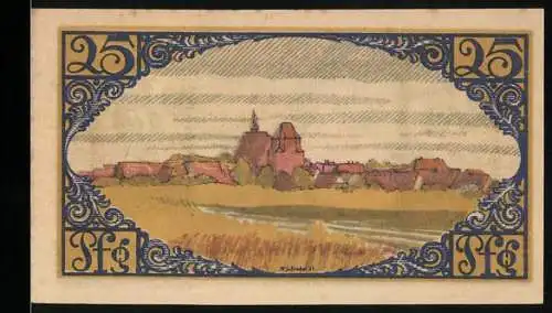 Notgeld Brehna 1921, 25 Pfennig, Gesamtansicht aus der Ferne