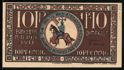 Notgeld Brehna 1921, 10 Pfennig, Ente und goldene Eier