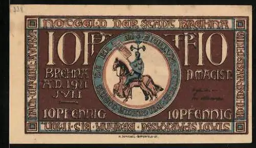 Notgeld Brehna 1921, 10 Pfennig, Ente und goldene Eier
