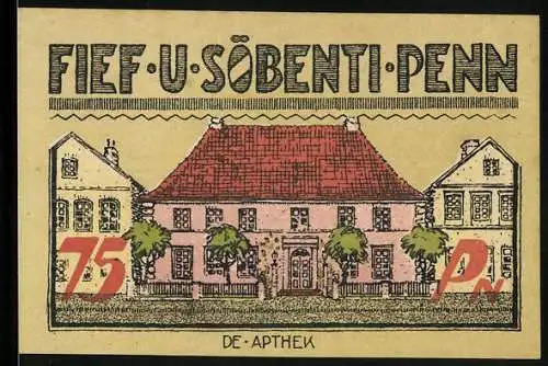Notgeld Bredstedt 1921, 75 Pfennig, Die Apotheke