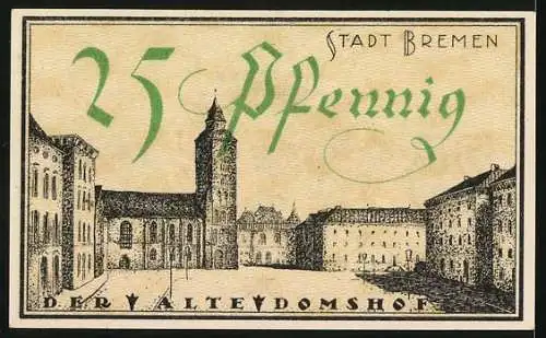 Notgeld Bremen 1921, 25 Pfennig, Am alten Domshof