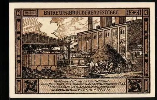Notgeld Bitterfeld 1921, 50 Pfennig, Brikettfabrik, Verladestegge