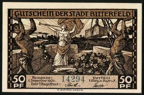 Notgeld Bitterfeld 1921, 50 Pfennig, Hausbrand und Kleingewerbe