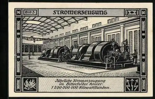 Notgeld Bitterfeld 1921, 75 Pfennig, Stromerzeugung