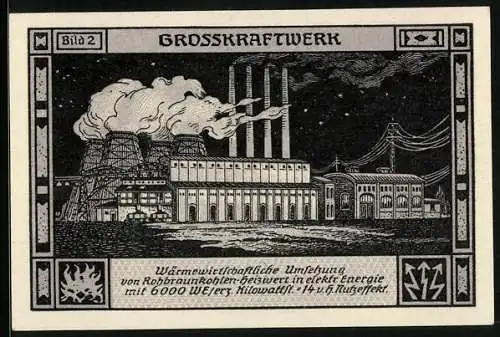 Notgeld Bitterfeld 1921, 75 Pfennig, Grosskraftwerk