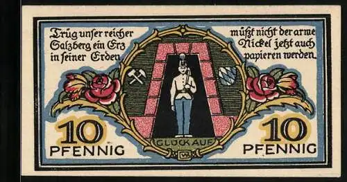 Notgeld Berchtesgaden 1920, 10 Pfennig, Bergmann in Uniform