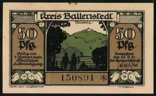 Notgeld Ballenstedt 1921, 50 Pfennig, Zwerge im Stollen