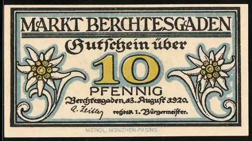 Notgeld Berchtesgaden 1920, 10 Pfennig, Bergmann am Stolleneingang