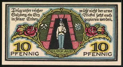 Notgeld Berchtesgaden 1920, 10 Pfennig, Bergmann am Stolleneingang