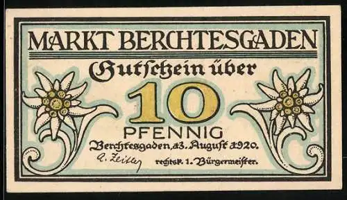 Notgeld Berchtesgaden 1920, 10 Pfennig, Bergmann an der Zeche