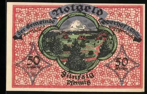 Notgeld Oberhof i. Thür. 1919, 50 Pfennig, Ortsansicht aus der Ferne