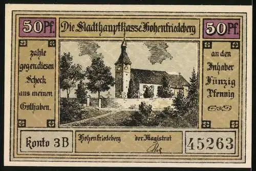 Notgeld Hohenfriedeberg, 50 Pfennig, Militärzug am 5. Juni 1745