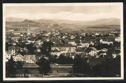 AK St. Veit a. d. Glan, Blick über den Ort ins Land