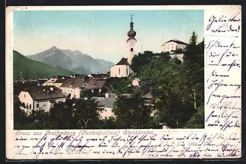 AK Greifenburg /Oberkärnten, Teilansicht mit Kirche