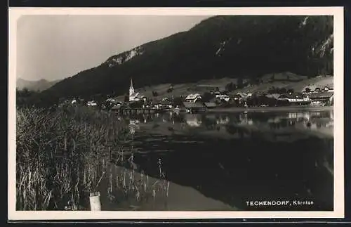 AK Techendorf /Kärnten, Ortsansicht vom Wasser aus