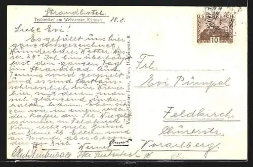 AK Techendorf /Kärnten, Ortsansicht mit Seeblick