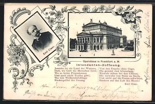 AK Frankfurt am Main, Opernhaus, Theaterschauspieler Emil Claar
