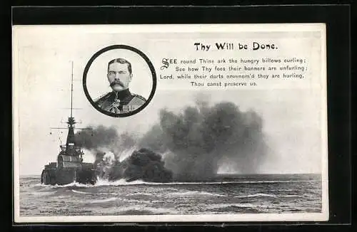 AK Heerführer Kitchener, Kriegsschiff auf offener See