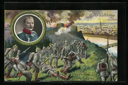 AK Erstürmung von Lüttich durch General von Emmerich, Heerführer